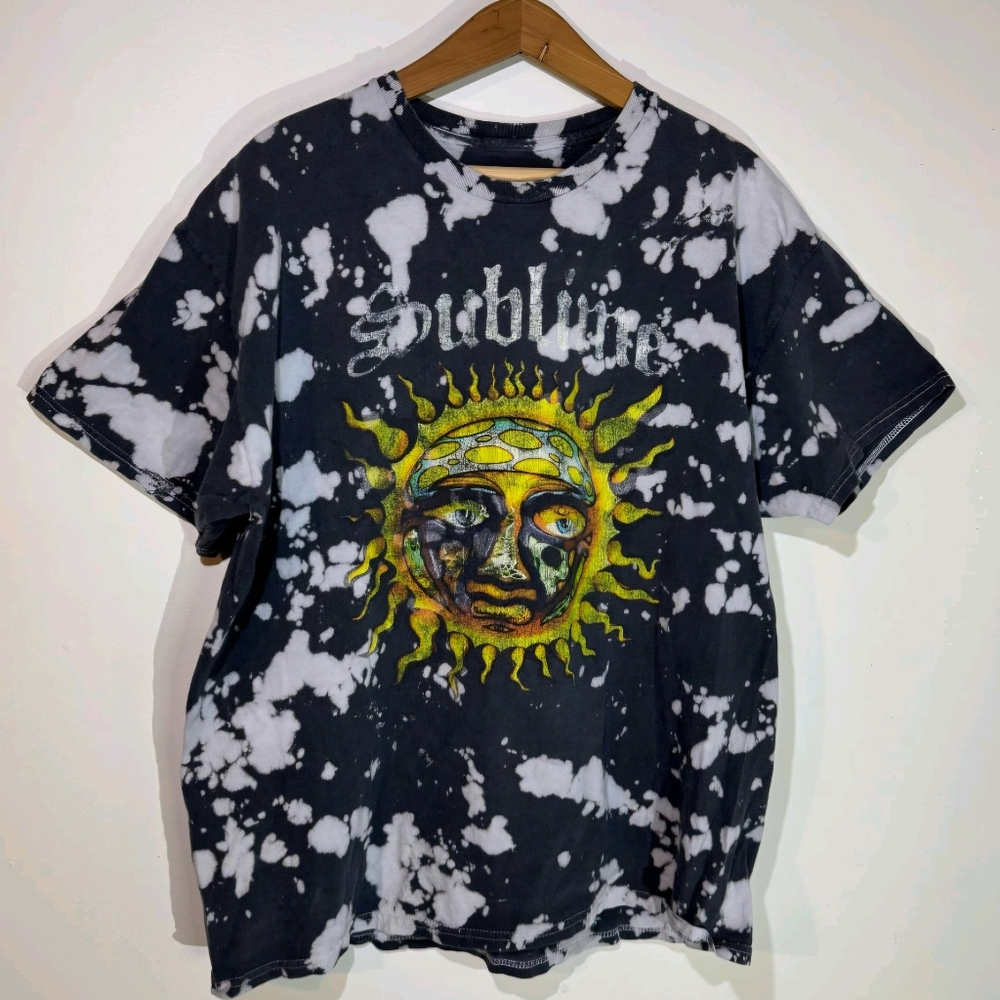 Sublime Retro Black Tie Dye Logo Unisex Graphic T Shirt Xl
